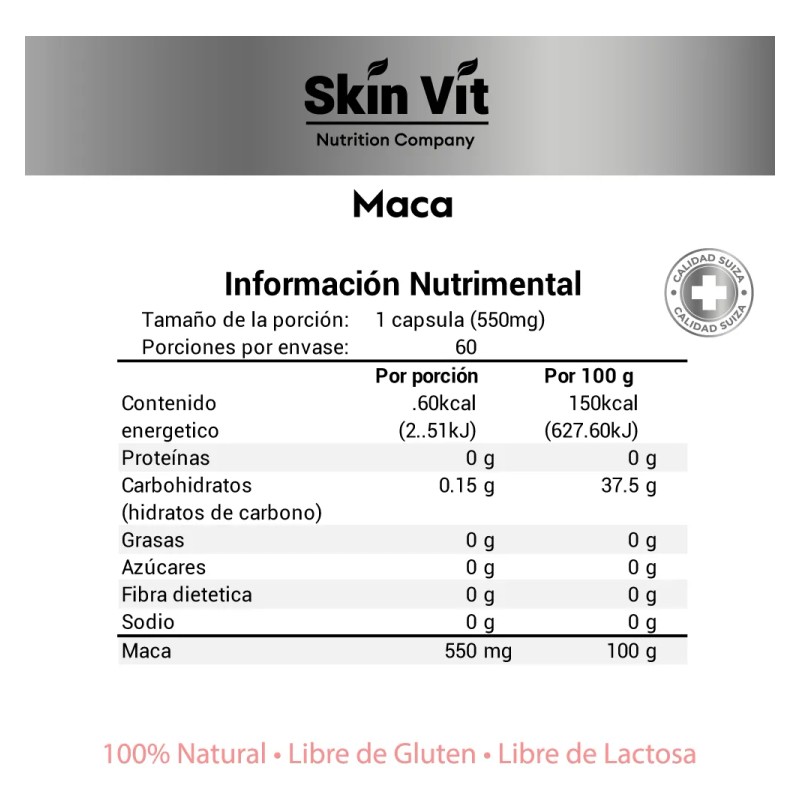 Maca Peruana Vit & Skin De 60 Cápsulas - Súper