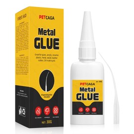 Metal Glue, PETCAGA Glass Glue30g Glue for Glass and Mirror, Super Glue for Ceramic Glass, Jewelry, Rhinestone, Crystal, Dishes Tiles, DIY Crafts, Leather, Shoes, Rubber, ABS and PVC (30g Metal Glue)