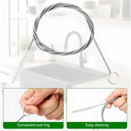 WUMZIRA Pack of 4 Hose Brush, Bottle Brush, Long Cleaning Brush, Stainless Steel, 1 m Bottle Brush, Extra Long Brush, Hose Brush, Cleaning Brush, Tube Brush for Straw Pipe, Hose, Bottles