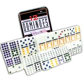 Perrini  91 Pcs Double 12 Color Dot Dominoes Game for Anyone (Net weight 3.8Lbs)