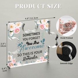 SOUHONEY Inspirational Gifts for Women Friends College Girls Coworker Gifts, Large Size 4.8*3.9in Office Desk Decor Plaque Sign, Little Reminders Engagement Motivational Gifts for Women (You are Awesome)