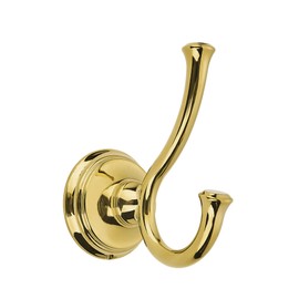 TUNNY Towel Hook Bathroom-2 Pack Shiny Gold（PVD-Gold） Double Robe/Towel Hook Wall Mounted Hook for Bathroom Bedroom Kitchen