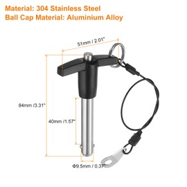 uxcell 2Pcs T Handle Lock Pins, 9.5mm x 40mm Usage Length Stainless Steel Push-Button Quick Release Pin