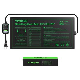VIVOSUN 10"x20.75" Seedling Heat Mat with Built-in Temperature Controller, UL & MET-Certified Waterproof Plant Heating Pad for Germination, Hydroponics, Brewing, Breeding, and Greenhouses