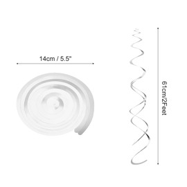 sourcing map 24 Pcs Silver Party Hanging Swirls Double Strip Hanging Decorations Foil Swirling Hanging Plastic Ceiling Streamers for Birthday Party with Hang Tag Hook