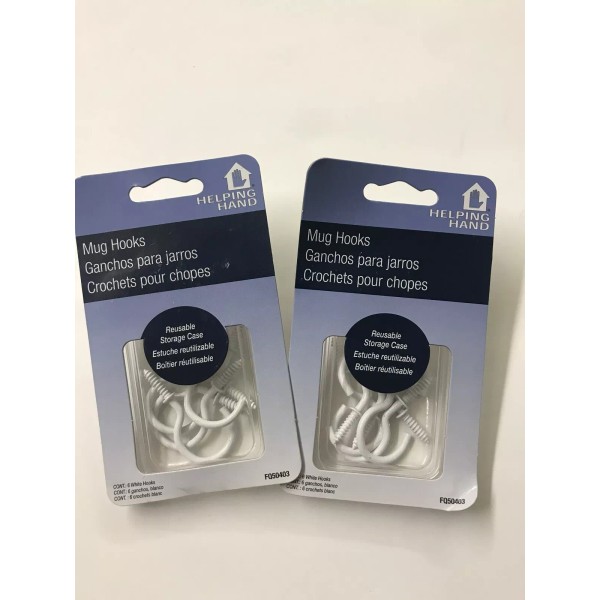 Helping Hand Mug Hooks 2 Packs Of 6 Each White