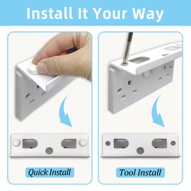 Double Socket Speaker Shelf, Outlet Shelf Wall Holder for Kitchen Organization Saving Space for Home Quick Install with Included Hardware (White, Phone Holder)