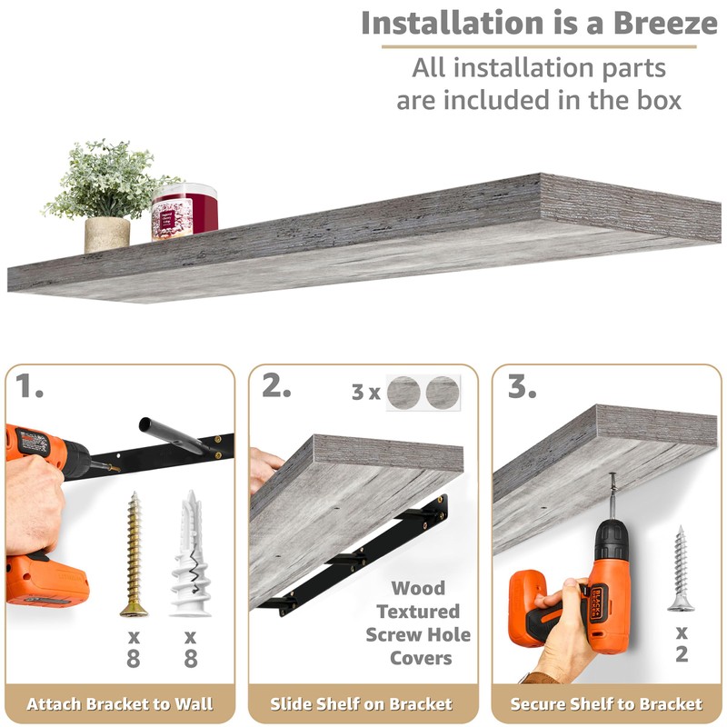 Sorbus Floating Shelves for Wall - 48 Inch Long Bathroom