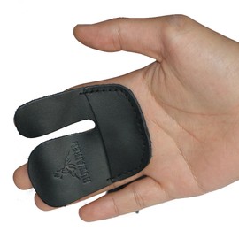 Toparchery Archery Finger Tab Cow Leather Finger Guard Protector for Right Hand(Black)