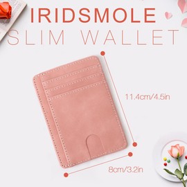 Iridsmole Credit Card Holder Wallet, Leather Card Holder Slim Wallet, RFID Blocking Women Card Wallet for Cards Bank Notes ID Window
