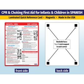 2 PACK: Infant and Child CPR/Choking First Aid in SPANISH - Laminated Card with Magnets - 8.5 x 11 in.