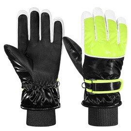 MoKo - Guantes de nieve de invierno para niños, guantes de esquí impermeables con puños elásticos, guantes de esquí para niños, guantes térmicos para niños de 6 a 15 años, esquí, snowboard, trineo