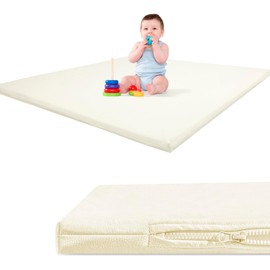 Baby Play Mat for Boy or Girl - Extra Thick & Super Soft Vegan Leather Floor Mat, Waterproof & Anti-Slip Baby Crawling Mats, Playmats for Babies and Toddlers, Playpen Mat Fits Any Playroom, Beige