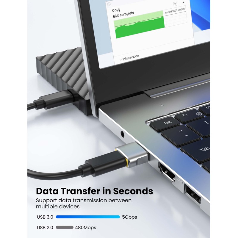 POHFP 10Pack USB to USBC Adapters, High-Speed Data Transfer, Grey