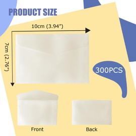 300 Pcs Mini Envelopes, 3.9 × 2.8 Inches Translucent Envelopes for Lottery Tickets, Coins, Stamps, Card Collecting, Wedding Favors and Craft Projects