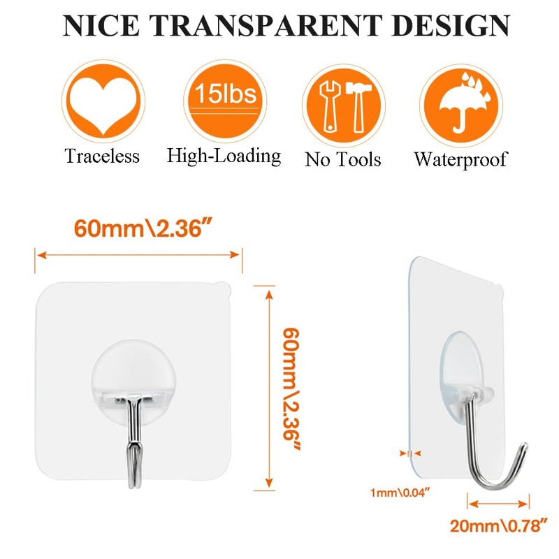 FOTYRIG Adhesive Hooks Heavy Duty Wall Sticky Hooks for Hanging