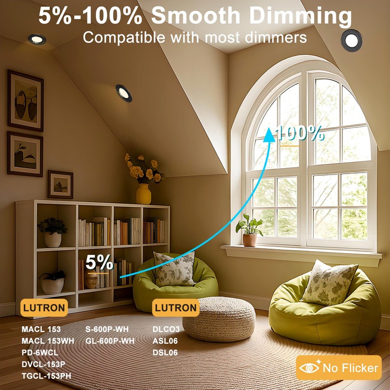 Lightdot 6 Pack 6 Inch LED Gimbal Recessed Lighting, 360°+90°