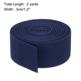MECCANIXITY Twill Wide Elastic Band Double-Side 1.2 Inch Flat 2 Yard Woven Elastic Band Knit Elastic Spool Heavy Stretch Strap Dark Blue for Sewing, Waistband