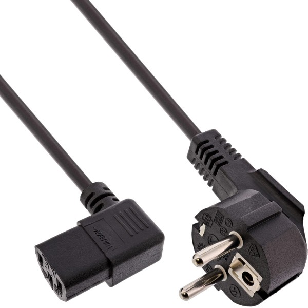 InLine 16752L Power Cable, Earthing Contact Angled to IEC Plug
