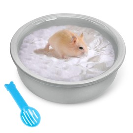 kathson Hamster Sand Bath Box Ceramic Small Animals Shower Bathtub Gerbil Litter Box Mice Bathroom Syrian Hamster Digging Sand Container Cage Accessories for Lemmings (Grey)