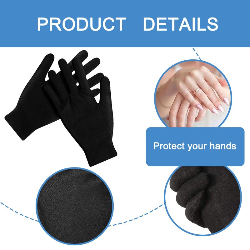 28PCS Black Cotton Gloves for Eczema Dry Hands Moisturising Gloves