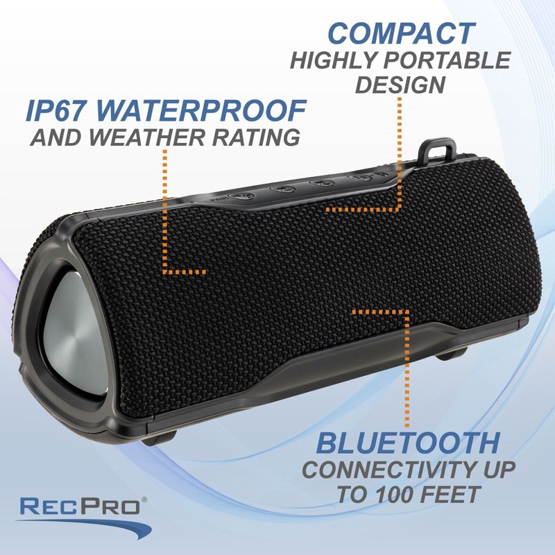 RecPro RV Bluetooth Wireless Speaker | Portable Outdoor Surround Sound
