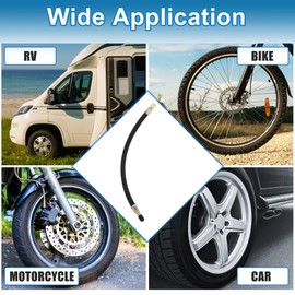 A ABSOPRO Tire Valve Stem Air Inflation Adaptor Durable 300mm Long Tire Valve Extension Rubber Black