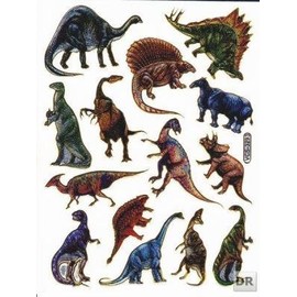 dinosaurs animal sticker decal Metallic Glitter 1 sheet Dimensions: 13.5 cm x 10 cm