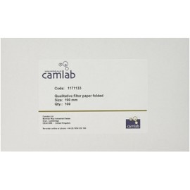 Camlab 1171133 Grade 122P [114V] Folded General Purpose Filter Paper, 190 mm Diameter (Pack of 100)