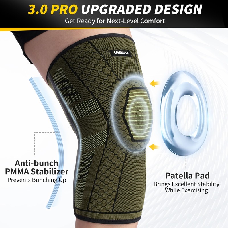 CAMBIVO 2 x Knee Support with Side Stabilisers, Knee Pads,