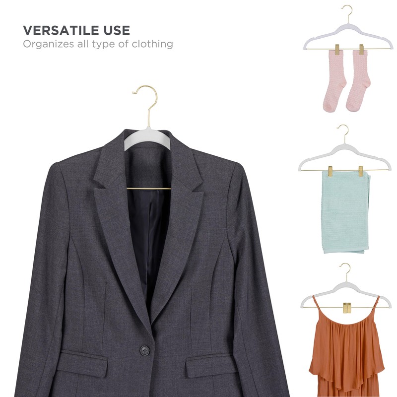 Simplify 6 Pack Velvet Hangers with Clips in White