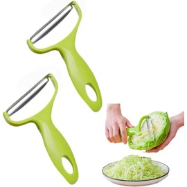 2Pcs Green Cabbage Shredder,Stainless Steel Fruit Vegetable Potato Peeler Cabbage Graters,Vegetable Cutter Cabbage Slicer,Kitchen Must Have for Home Restaurants,Peeling,Grating and Slicing Tools