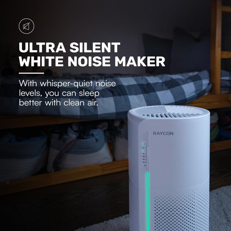 Raycon Room Air Purifier, H13 Replaceable HEPA Filter, Air Quality