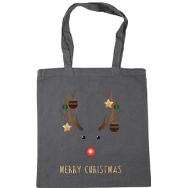 Hippowarehouse Funny reindeer christmas baubles Tote Shopping Gym Beach Bag 42cm x38cm, 10 litres