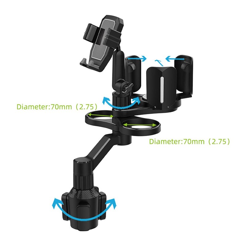 XYAJUANG 4-in-1 Car Expander with Dual Cup Holder, Phone Holder,