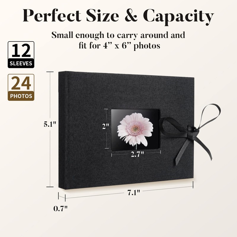 Small Photo Album 4x6, Fabmaker Picture Album Holds 24 Horizontal
