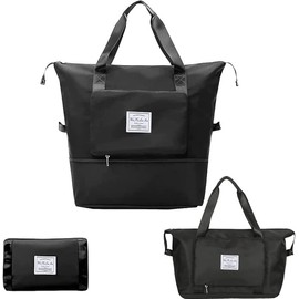 AYWVRBST Large Capacity Travel Bag, Double Thick Extendable Storage Wet/Dry Separation Multifunctional Sport Shoulder Bag Side Luggage (Black) Large