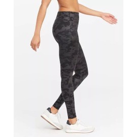 Spanx Leggings 20185R Faux Leather Leggings Matte Black Camo Size L $110 NEW