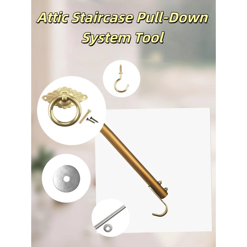 HHCLBYFA Attic Ladder Pull Down System Kit Attic Staircase Pull-Down