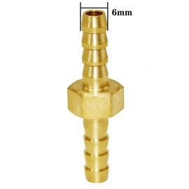 Joywayus 1/4" ID Hose Barb Hex Union Fitting Intersection/Split Brass Water/Fuel/Air with 6 Stainless Steel Clamps (Pack of 3)