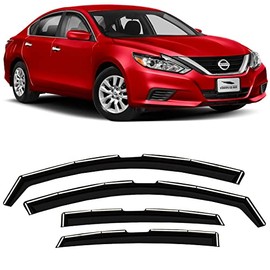 Voron Glass in-Channel Extra Durable Rain Guards for Nissan Altima 2013-2018, Window Deflectors, Vent Window Visors, 4 Pieces - 220235, BLACK