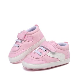SABATUTU Unisex Baby Boys Girls Canvas Sneakers Toddler Non-Slip Soft Sole Newborn Infant Lightweight First Walker Crib Shoes for 0-18 Months (012-1/LightPink, 0-6 Months)