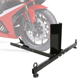 ECOTRIC Motorcycle Wheel Chock Stand Upright 1800lb Capacity, Adjustable Motorcycle Front Tire Stand Chock for Trailer Truck Garage Fit for Most Motorcycles Tire Size 15"-22" Wheels