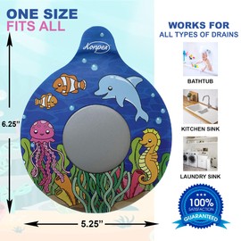 Bathtub Stopper Tub Drain Plug Stopper, Adorable Universal Silicone Bath Drain Cover, Beautiful Coral Reef Illustration, Kids Tots Babies Gift