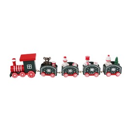 SIQITECH Christmas Train Decoration Christmas Train with 4 Caravans Christmas Mini Wooden Train Small Train Ornament Boys Girls Wooden Train Model Miniature Christmas Train for Windows Table