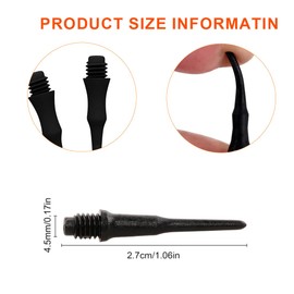 BCBF Pack of 100 Plastic Dart Tips, Soft Dart Tips, Arrows with Tips, Plastic Accessories, Dart Tips, Soft Dart Tips, Short Soft Darts Tips, Black