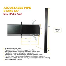 Mytee Products 54" Adjustable C Channel Pipe Stake for Flatbed Trailer Hauler (4 Pack)