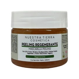 Nuestra Tierra Cosmética Mascarilla Peeling Regenerante, con Ácido Glicólico, Células Madre Vegetales y Ácido Hialurónico Vegano, 100ml