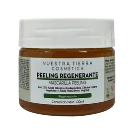 Nuestra Tierra Cosmética Mascarilla Peeling Regenerante, con Ácido Glicólico, Células Madre Vegetales y Ácido Hialurónico Vegano, 100ml