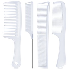 SALON SILK SALONSILK Combs for Women and Men, 4PCS Translucent Professional Comb Set, Wide Tooth Rat Tail Fine Tooth Set for All Hair Types